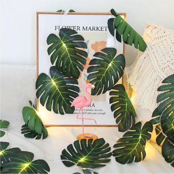 Monstera Leaf String Light Tropical Forest Boho Party Dorm Room Summer LED Decor